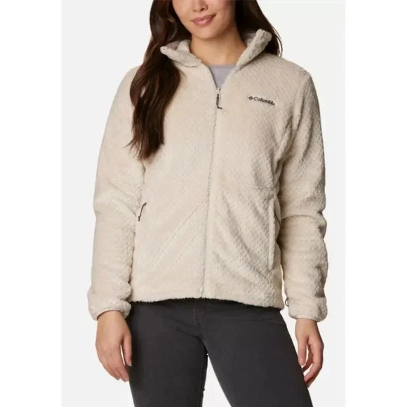 Columbia Beech Forest Furry Soft Fleece Quarter Zip Pullover Jacket Cream Sz L - Picture 1 of 12